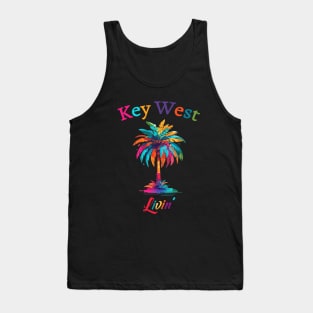 Key West Livin' Watercolor Palm Tree Tank Top